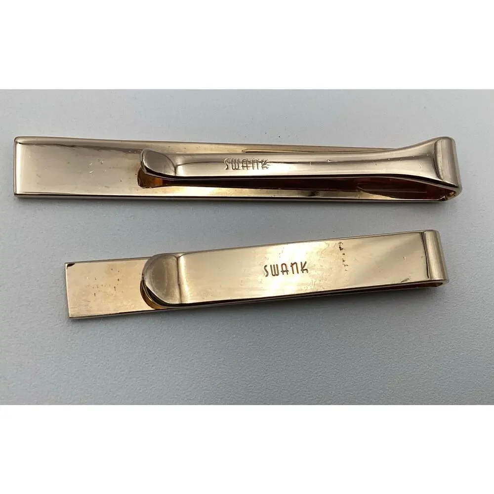 Vintage‎ SWANK Signed Gold Tone Necktie Clip Retro Mens Jewelry